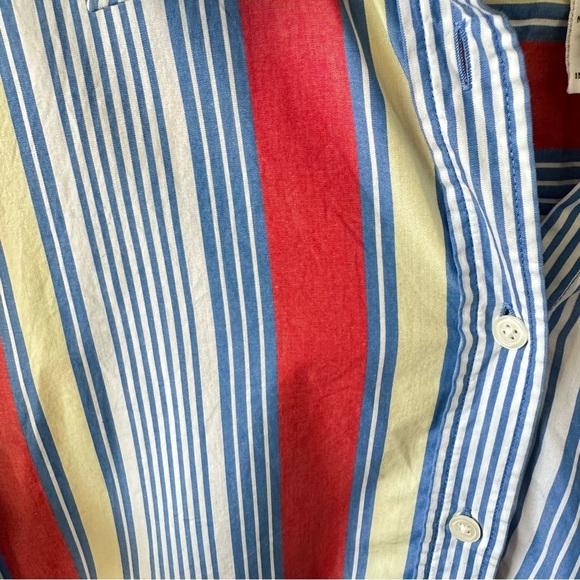 Talbots Striped Button Down Shirt Top 1x Blue Coral Womens All Cotton Preppy - Picture 4 of 12